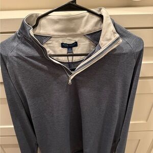 Peter Millar Men's Blue Zip-Up Sweater